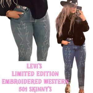 Levi’s Limited Edition Embroidered Western 501 S Women’s Skinny Straight 31X30
